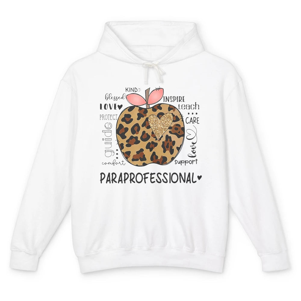 Leopard Apple Kind Para Paraprofessional Life Back To School Unisex Lightweight Hoodie