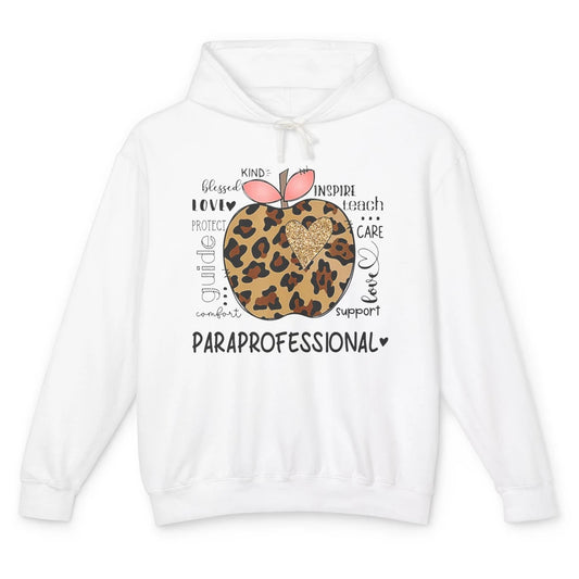 Leopard Apple Kind Para Paraprofessional Life Back To School Unisex Lightweight Hoodie