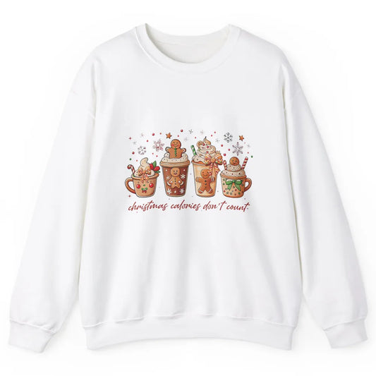 Christmas Calories Not Count Funny Gingerbread Coquette Coffee Xmas Unisex Crewneck Sweatshirt