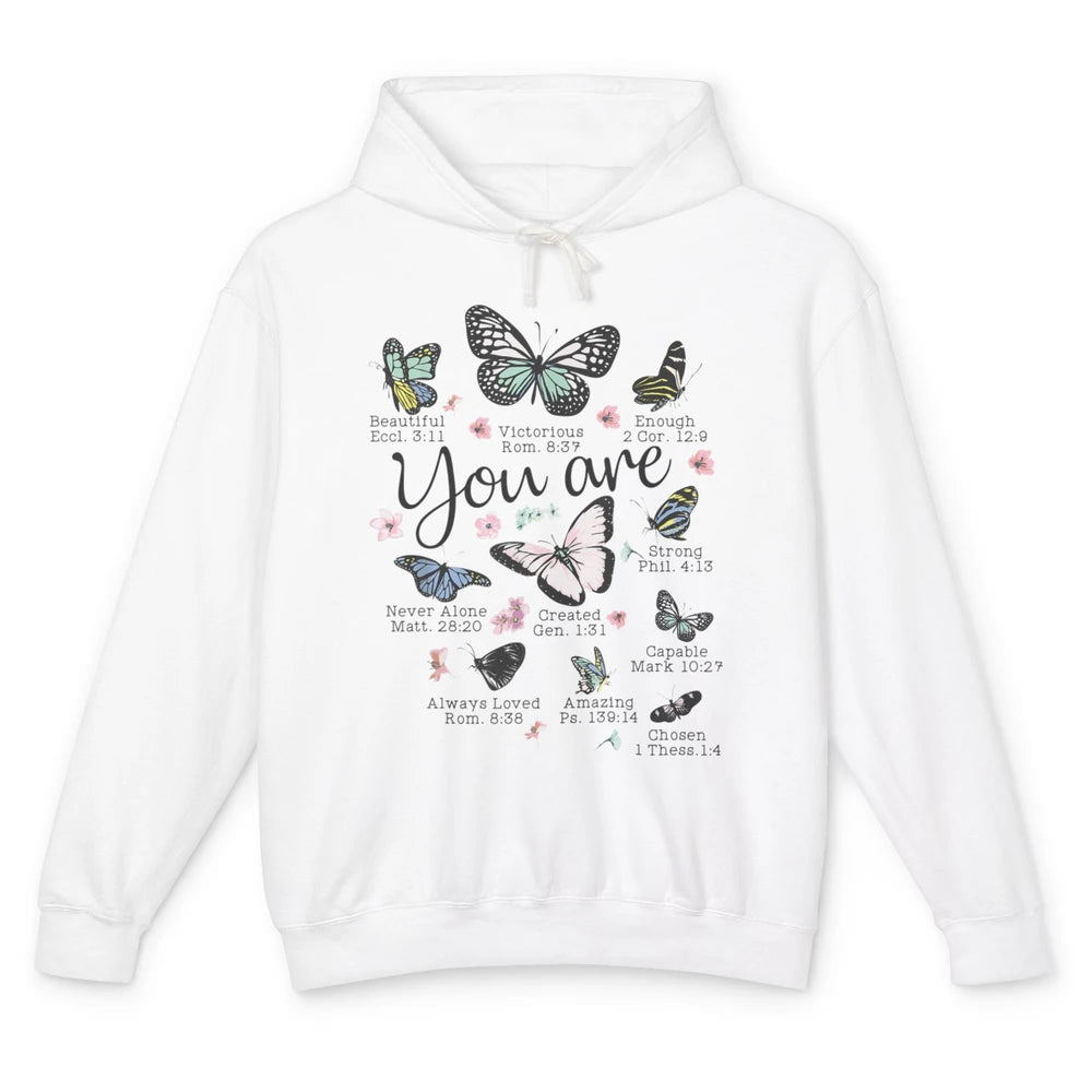 You Are Beautiful Bible Verse Butterfly Christian Jesus God Unisex Lightweight Hoodie