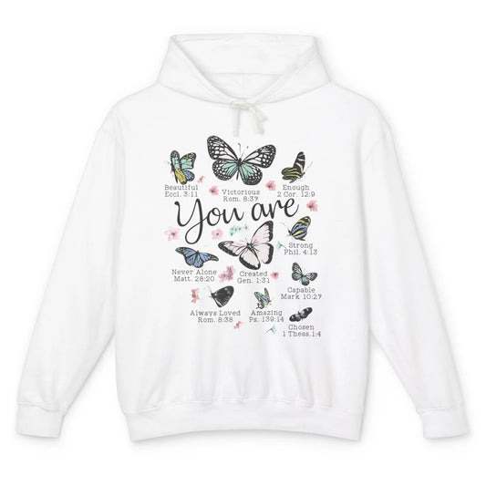 You Are Beautiful Bible Verse Butterfly Christian Jesus God Unisex Lightweight Hoodie