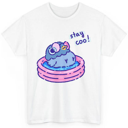 Cute Stay Coo Pigeon Swimming Pink Pool Bird Lover Kawaii Classic Unisex T-Shirt