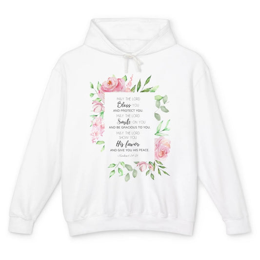 Floral Christian Belief May The Lord Bless You Bible Verse Unisex Lightweight Hoodie