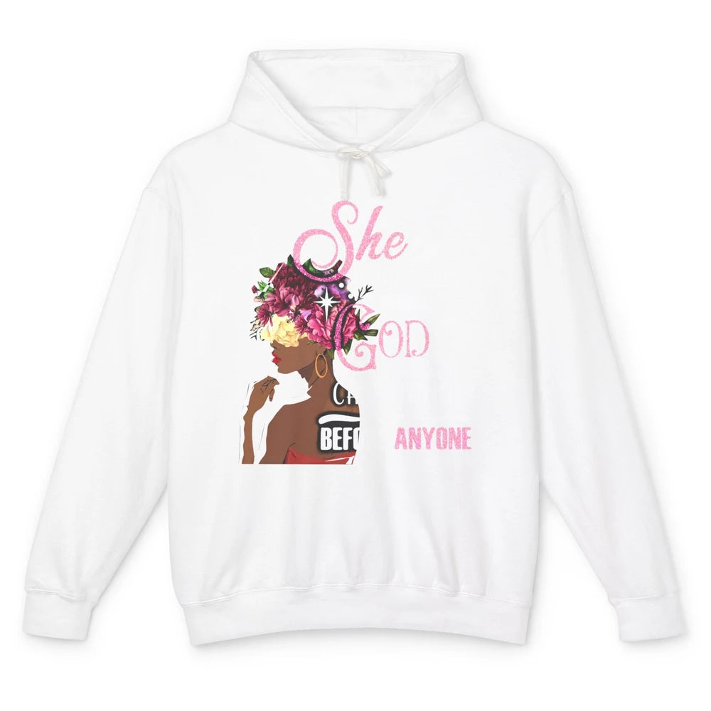 Black Girl She Who Kneels Before God Christian Afro Women Unisex Lightweight Hoodie