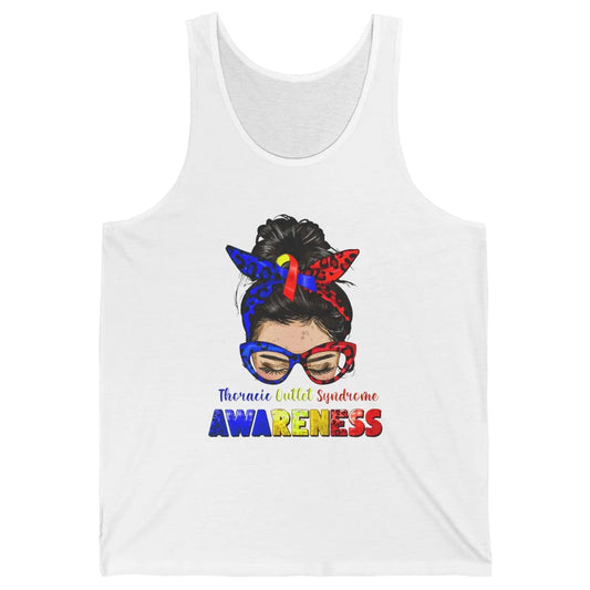 Thoracic Outlet Syndrome Ribbon Leopard Messy Bun Glasses Unisex Jersey Tank