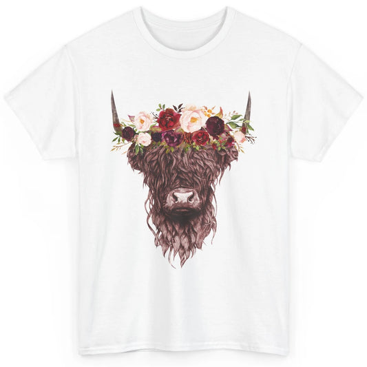 Floral Highland Cow Western Farm Animals Highland Cow Lovers Classic Unisex T-Shirt