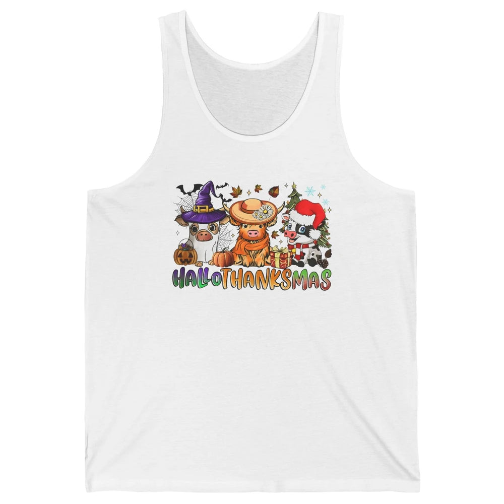 Baby Cow Pig Happy Hallo-thank-mas Fall Pumpkin Thanksgiving Unisex Jersey Tank