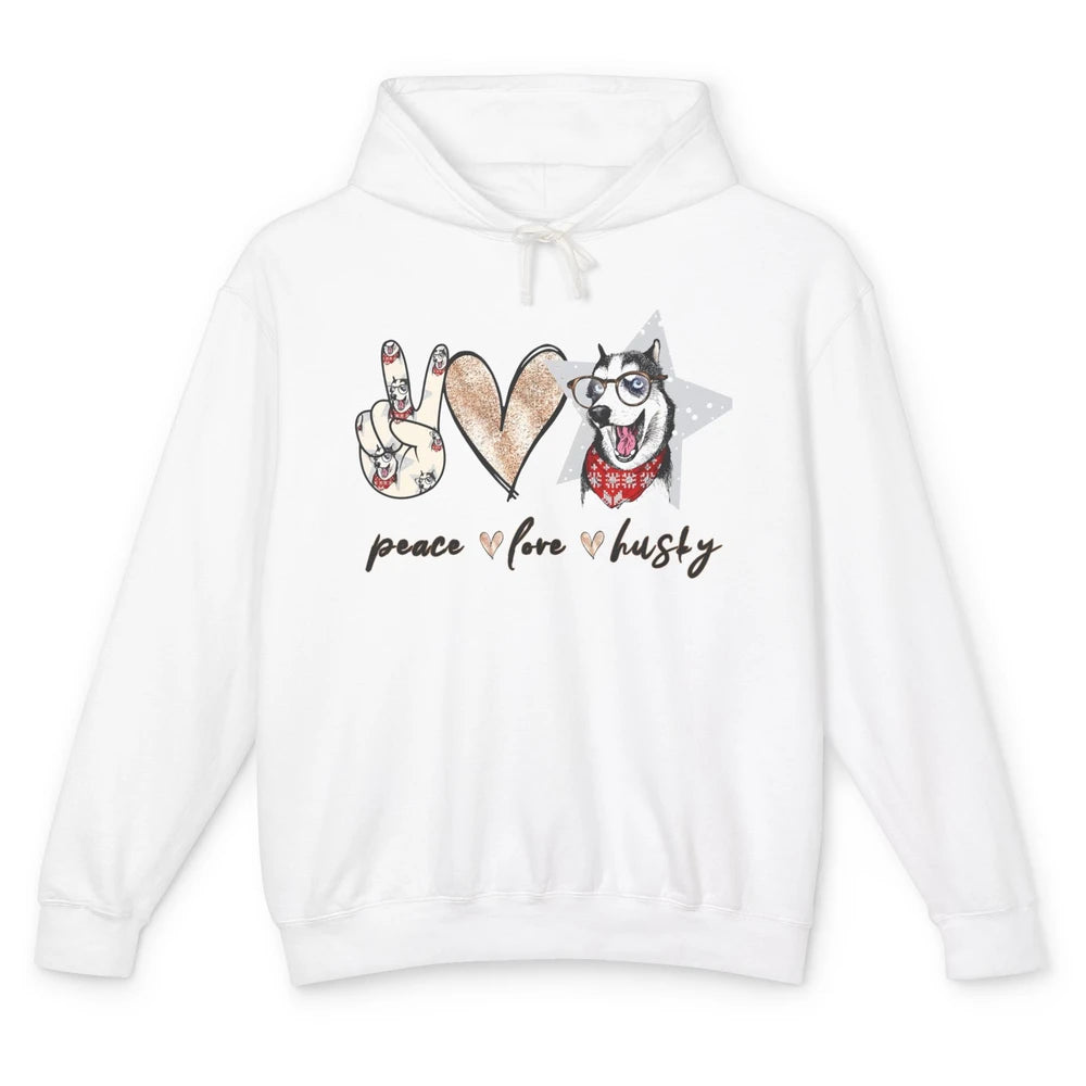 Peace Love Husky Funny Siberian Husky Mom Dog Lovers Gift Unisex Lightweight Hoodie