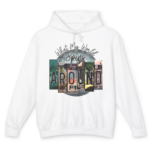 Retro What My World Spins Around Western Country Music Unisex Lightweight Hoodie