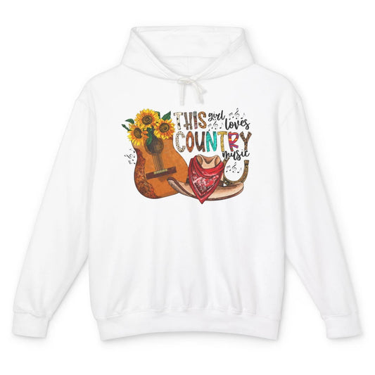 Sunflower Cowgirl Horseshoe This Girl Loves Country Music Unisex Lightweight Hoodie