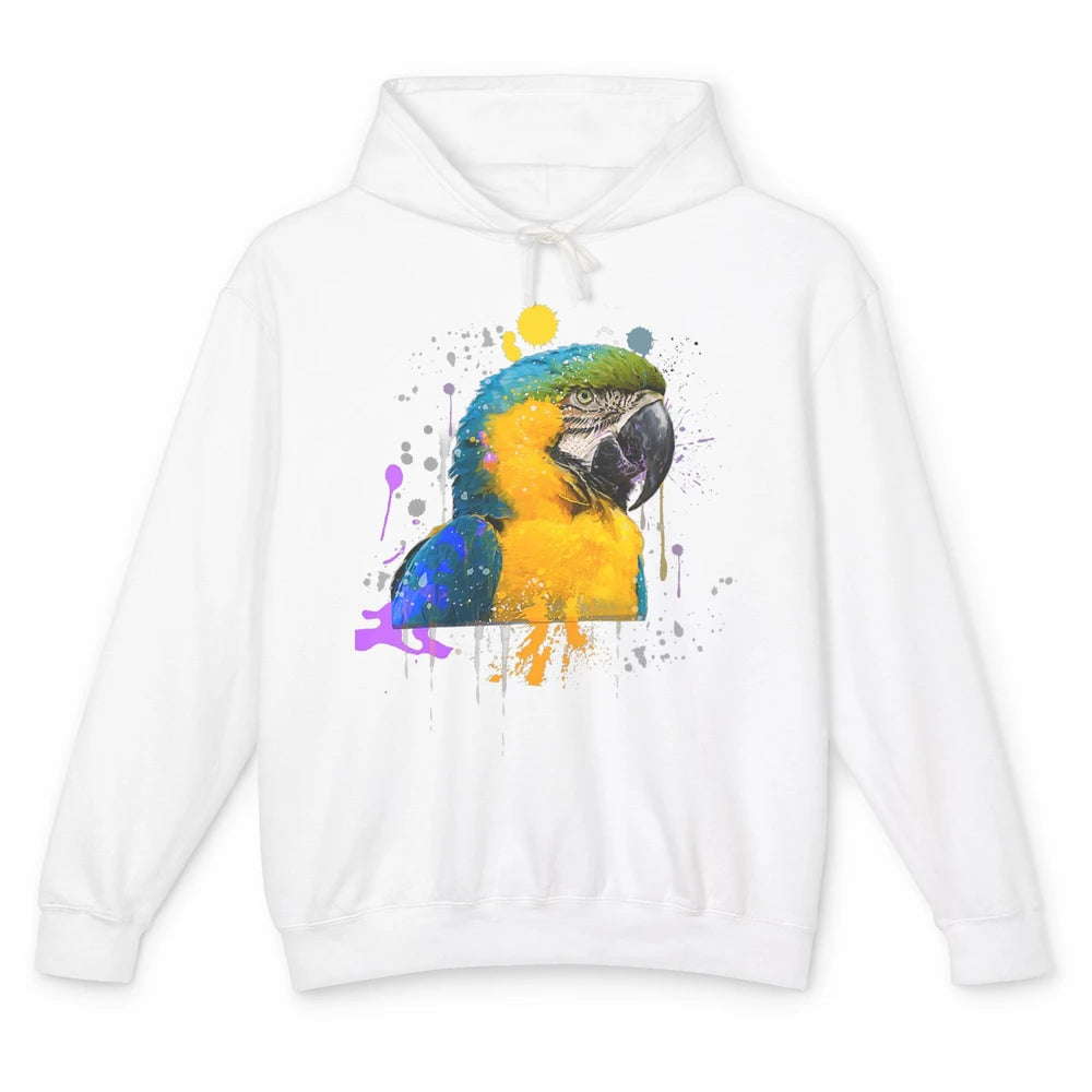 Funny Watercolor Blue And Gold Macaw Parrot Bird Face Flight Unisex Lightweight Hoodie