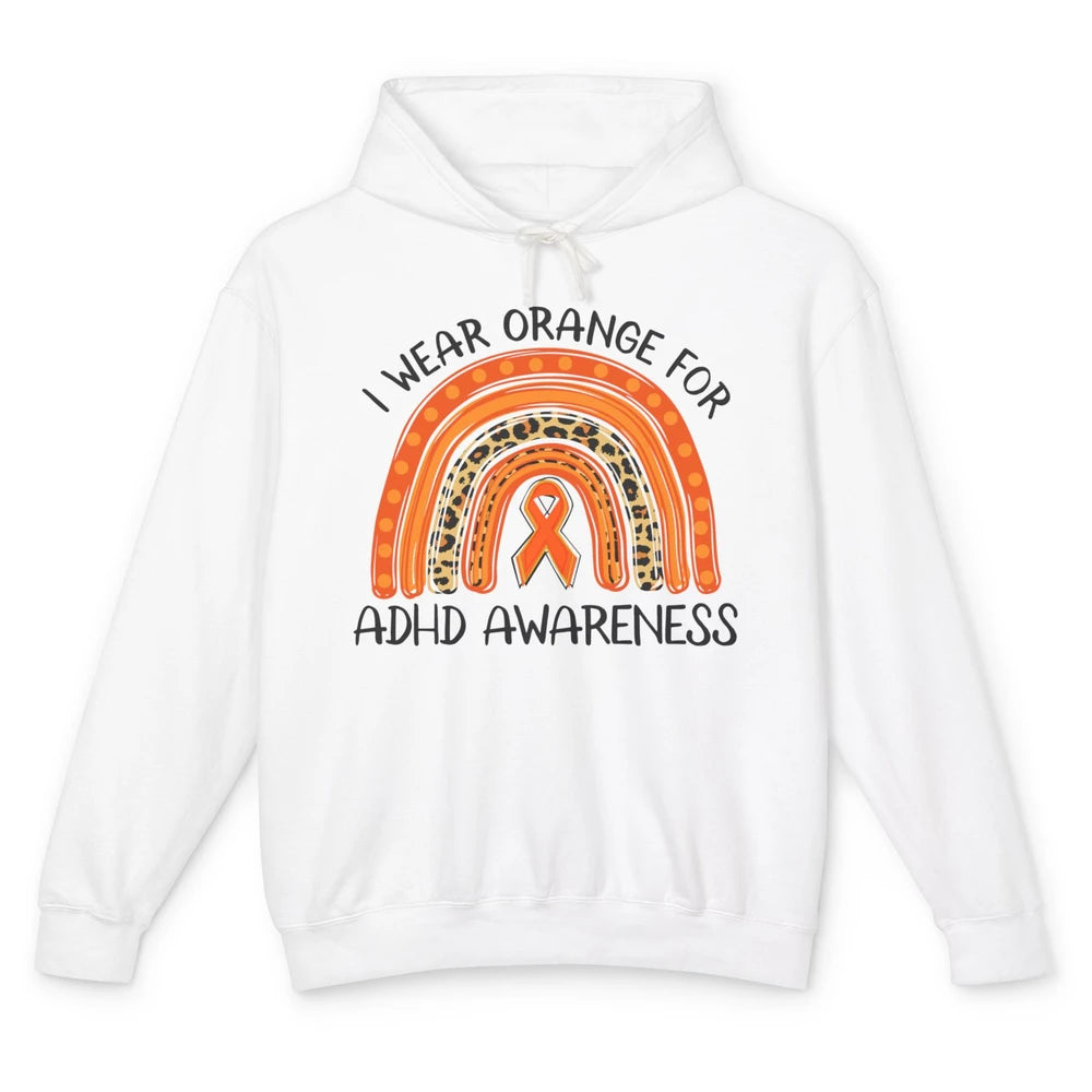 ADHD Awareness Month I Wear Orange For ADHD Rainbow Ribbon Unisex Lightweight Hoodie