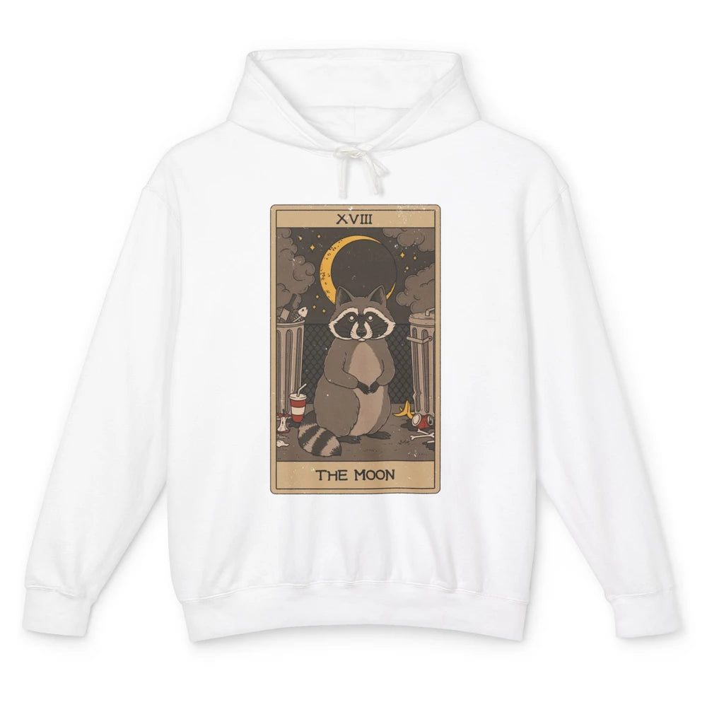 The Moon Raccoon Tarot Card Vintage Opossum Trashed Panda Unisex Lightweight Hoodie