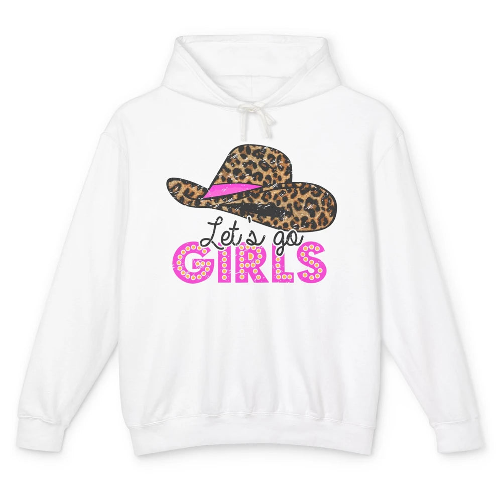 Vintage Leopard Cowgirl Hat Let's Go Girls Western Country Unisex Lightweight Hoodie