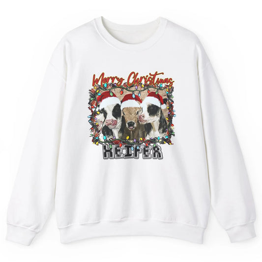 Funny Cow Merry Christmas Hanging With My Heifer Farmer Gift Unisex Crewneck Sweatshirt