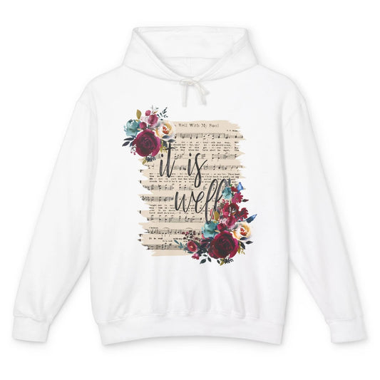 Floral It Is Well With My Soul Christian Religious Gift Unisex Lightweight Hoodie