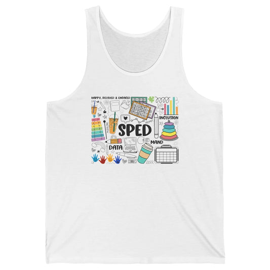 Special Education Teacher Happy Relax Encaced Inclusion Unisex Jersey Tank