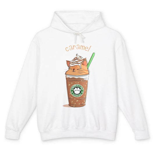 Cute Caramel Orange Cat Animals Pet Catpuccino Coffee Kitten Unisex Lightweight Hoodie