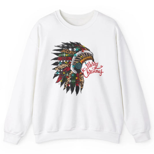 Christmas Headdress Indian Hat Leopard Western Christmas Unisex Crewneck Sweatshirt