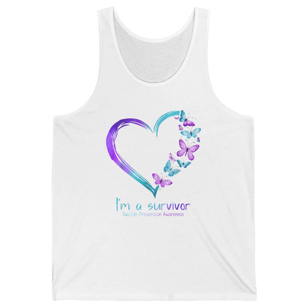 Butterfly Heart Im Survivor Suicide Prevention Awareness Unisex Jersey Tank