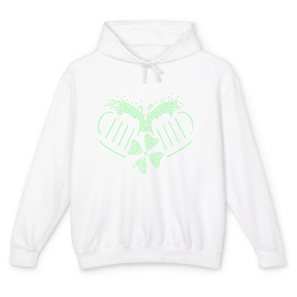 Cheers St Patrick's Day Drink Beer Bling Rhinestone Shamrock Unisex Lightweight Hoodie