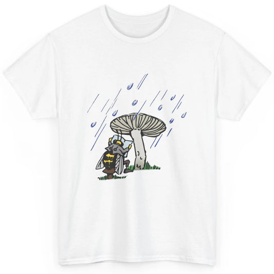 Cool Bee Hiding Under Mushroom Raining Cottagecore Beekeeper Classic Unisex T-Shirt