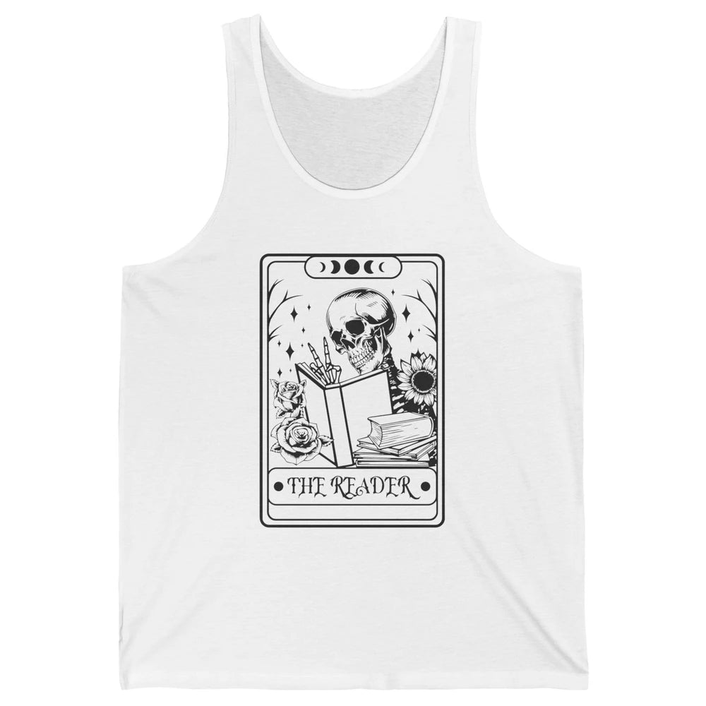 Retro Skeleton The Reader Tarot Card Halloween Romance Book Unisex Jersey Tank