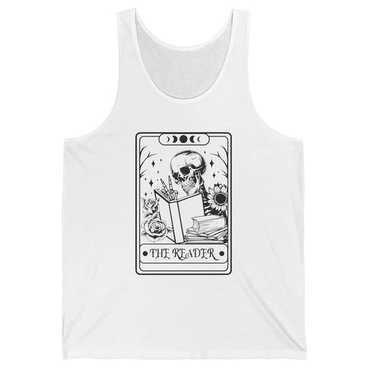 Retro Skeleton The Reader Tarot Card Halloween Romance Book Unisex Jersey Tank