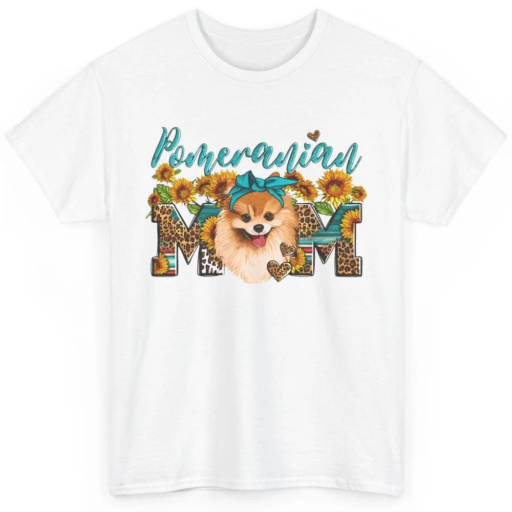 Sunflower Leopard Pomeranian Mom Western Pomeranian Dog Lady Classic Unisex T-Shirt