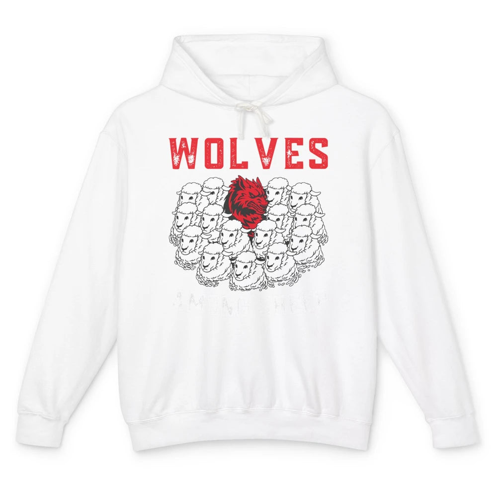 Funny Wolves Among Sheep Lamb Farm Animal Farming Country Unisex Lightweight Hoodie