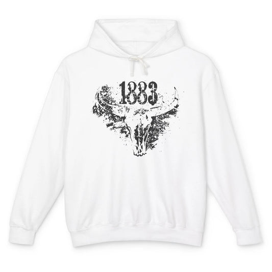 Retro Bull Skull 1883 Country Year Cowboys Western Country Unisex Lightweight Hoodie