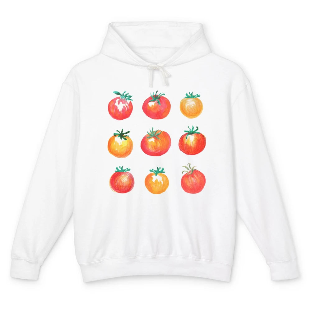 Funny Tomato Pun Hand Draw Tomatoes Watercolor Summer Foodie Unisex Lightweight Hoodie