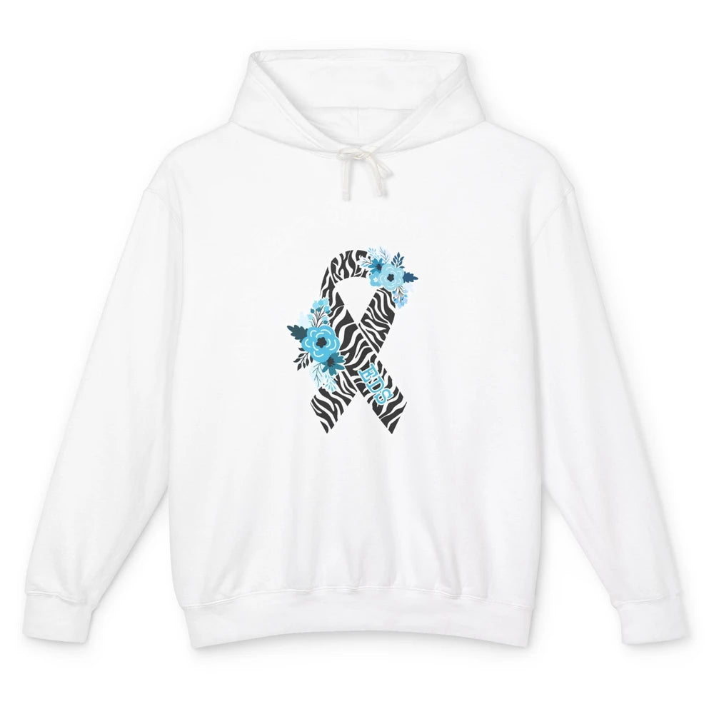 Ehlers Danlos Syndrome Awareness EDS Zibra Ribbon Rainbow Unisex Lightweight Hoodie