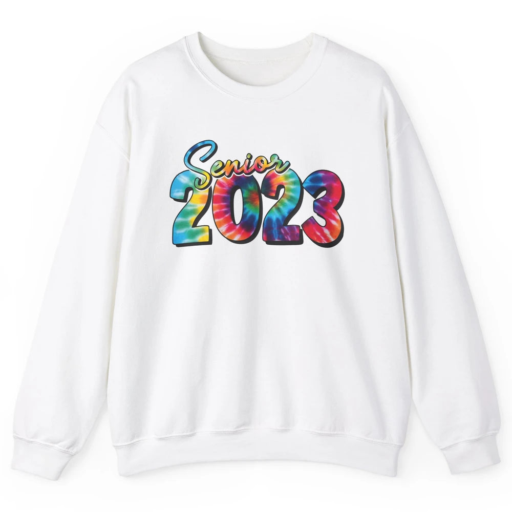 Tie Dye Senior 2023 Class Of 2023 Graduate Bachelor Hat Gift Unisex Crewneck Sweatshirt