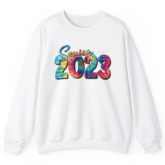 Tie Dye Senior 2023 Class Of 2023 Graduate Bachelor Hat Gift Unisex Crewneck Sweatshirt