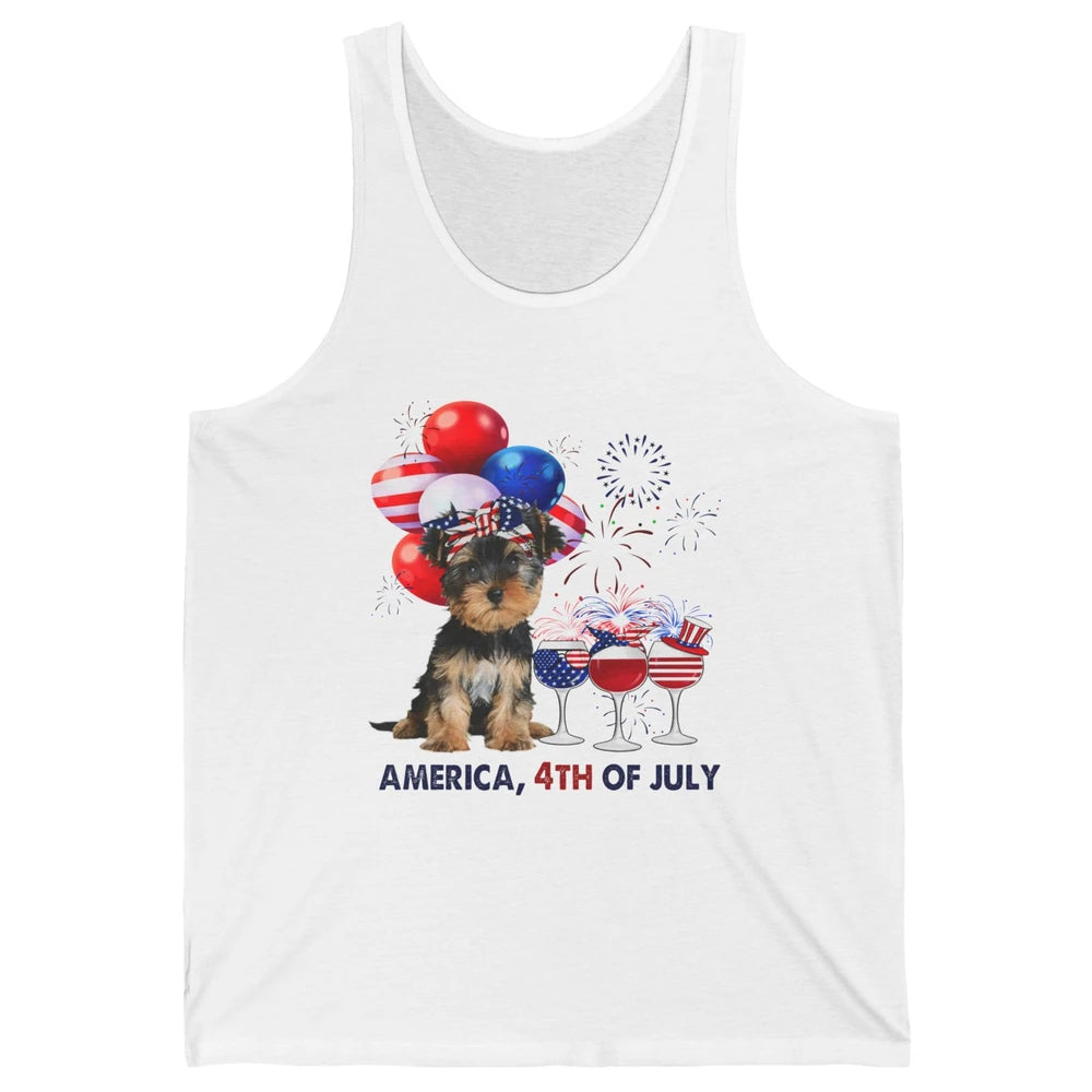 Yorkshire Terrier Wine 4th Of July Firework Celebrate Yorkie Unisex Jersey Tank