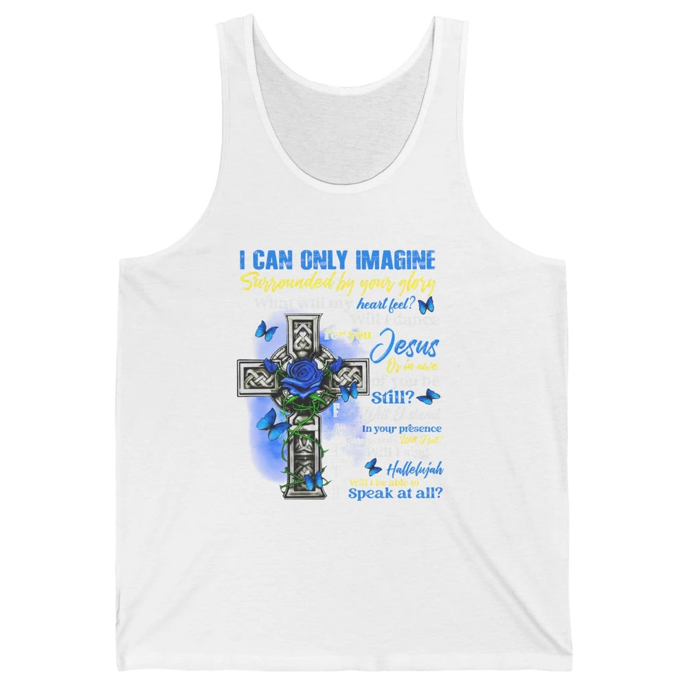 Butterfly Jesus Cross I Can Imagine Christian Religious Unisex Jersey Tank