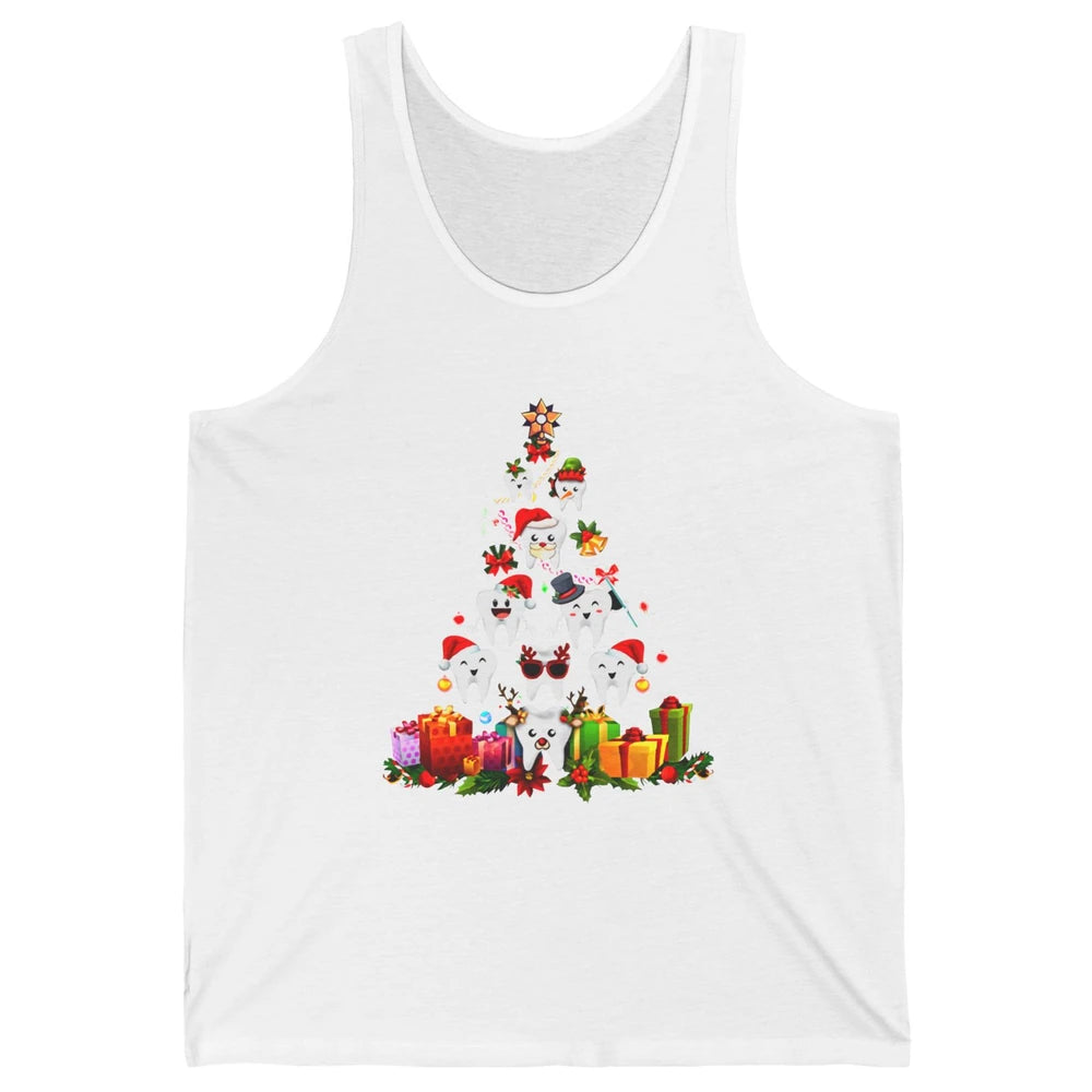 Funny Dentist Cute Teeth Christmas Tree Dental Christmas Unisex Jersey Tank