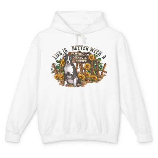 Sunflower Life Is Better With American Pitbull Terrier Mom Unisex Lightweight Hoodie