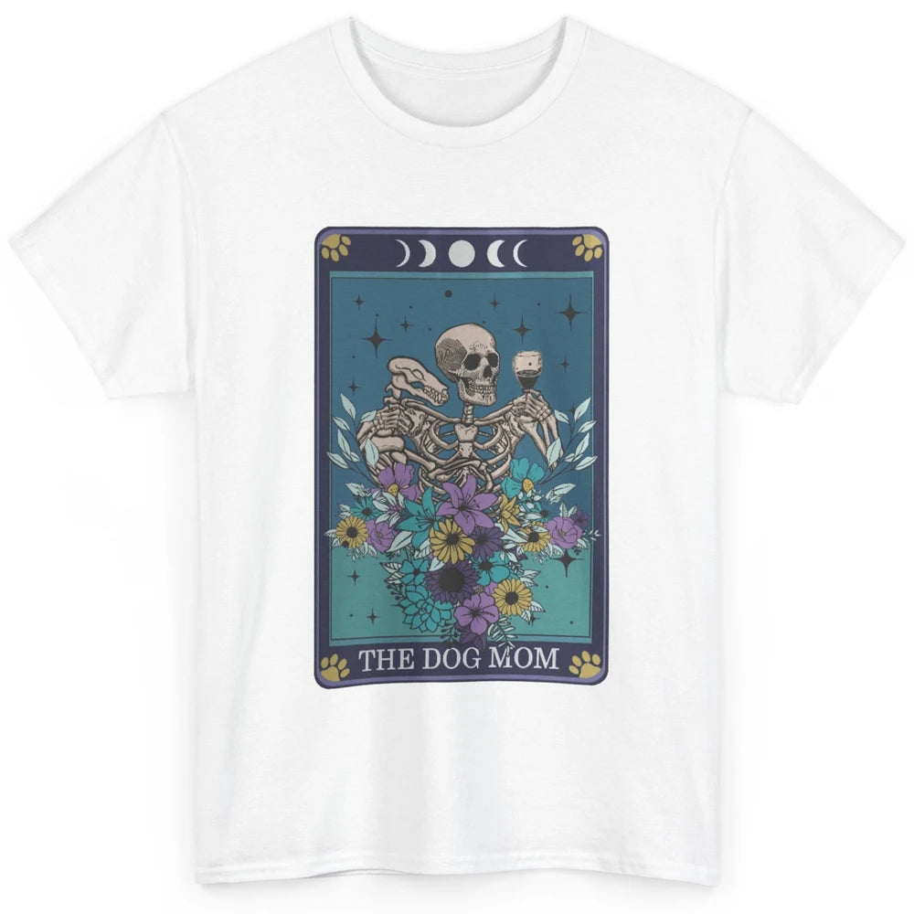 Floral Skeleton Drink Wine The Dog Mom Tarot Card Halloween Classic Unisex T-Shirt