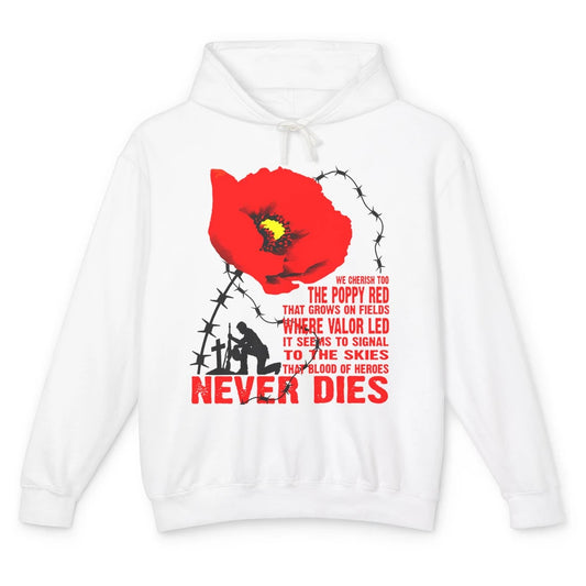 Memorial Day We Cherish Too The Poppy Red US Pride Gift Unisex Lightweight Hoodie