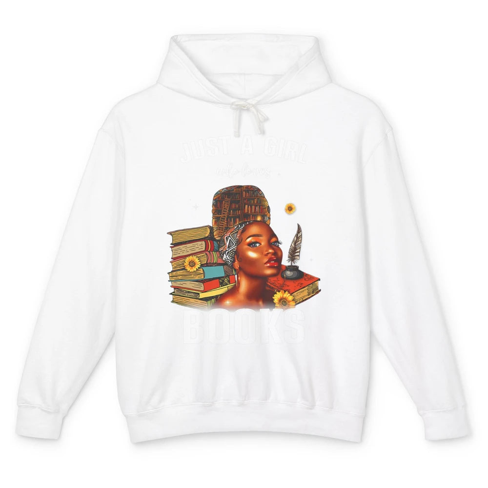 Black Girl Just A Girl Loves Books Magic Librarian Read Book Unisex Lightweight Hoodie