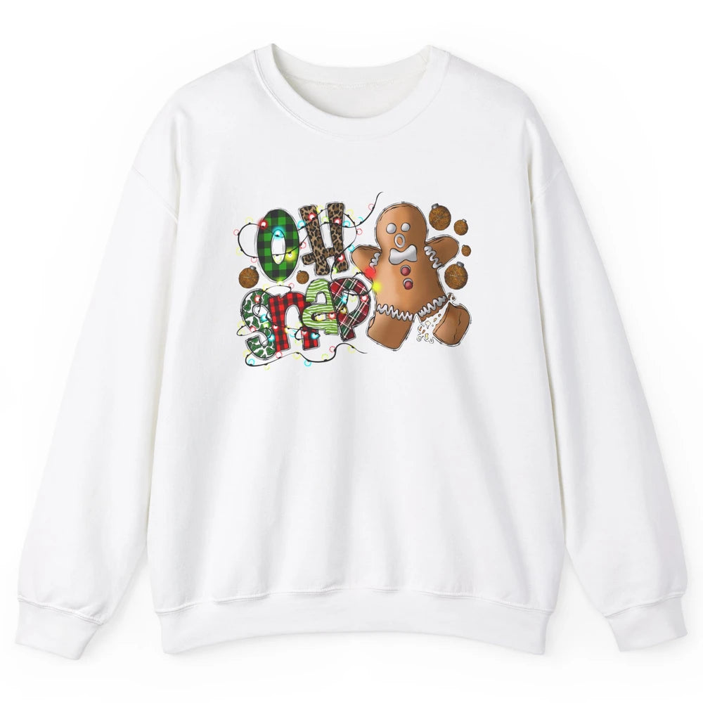 Funny Gingerbread Broken Oh Snap Western Christmas Leopard Unisex Crewneck Sweatshirt