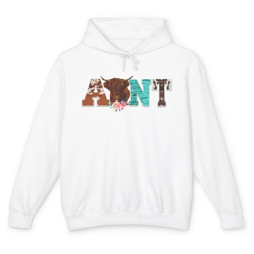 Cowhide Highland Cow Aunt Cow Western Country Heifer Auntie Unisex Lightweight Hoodie