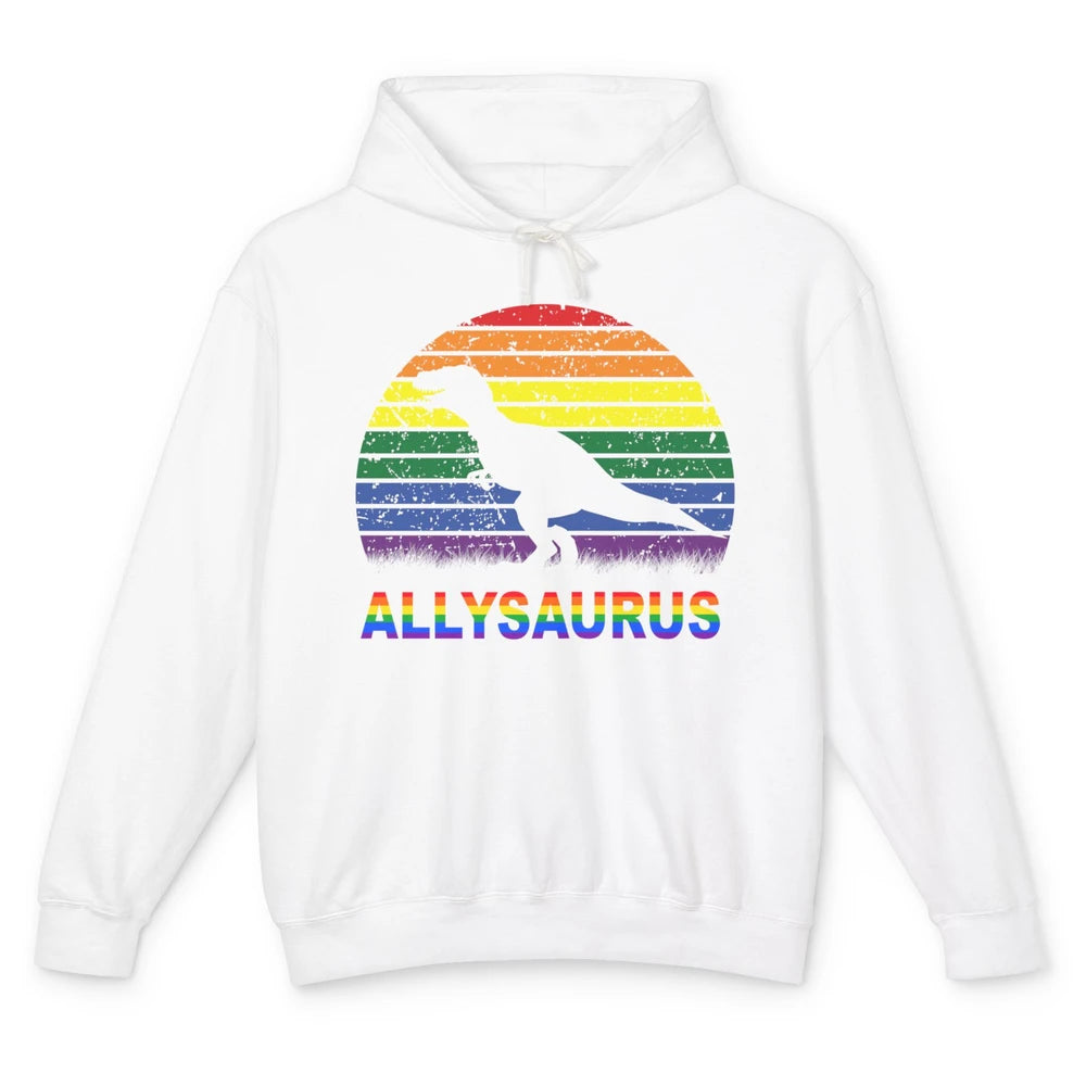 Vintage Allysaurus T-rex Dinosaur LGBT Gay Pride Month Unisex Lightweight Hoodie