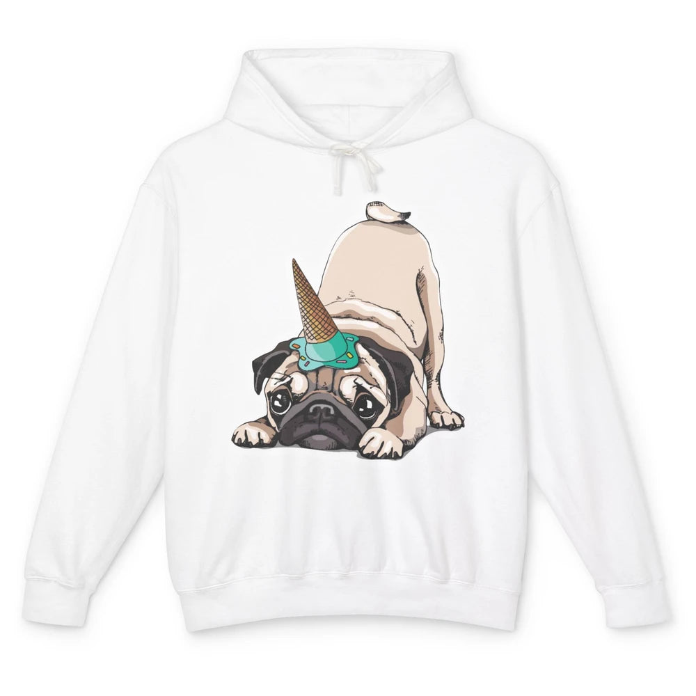 Puppy Pugs Funny Unicorn Pug Dog Lovers Gift Cute Pug Dog Unisex Lightweight Hoodie