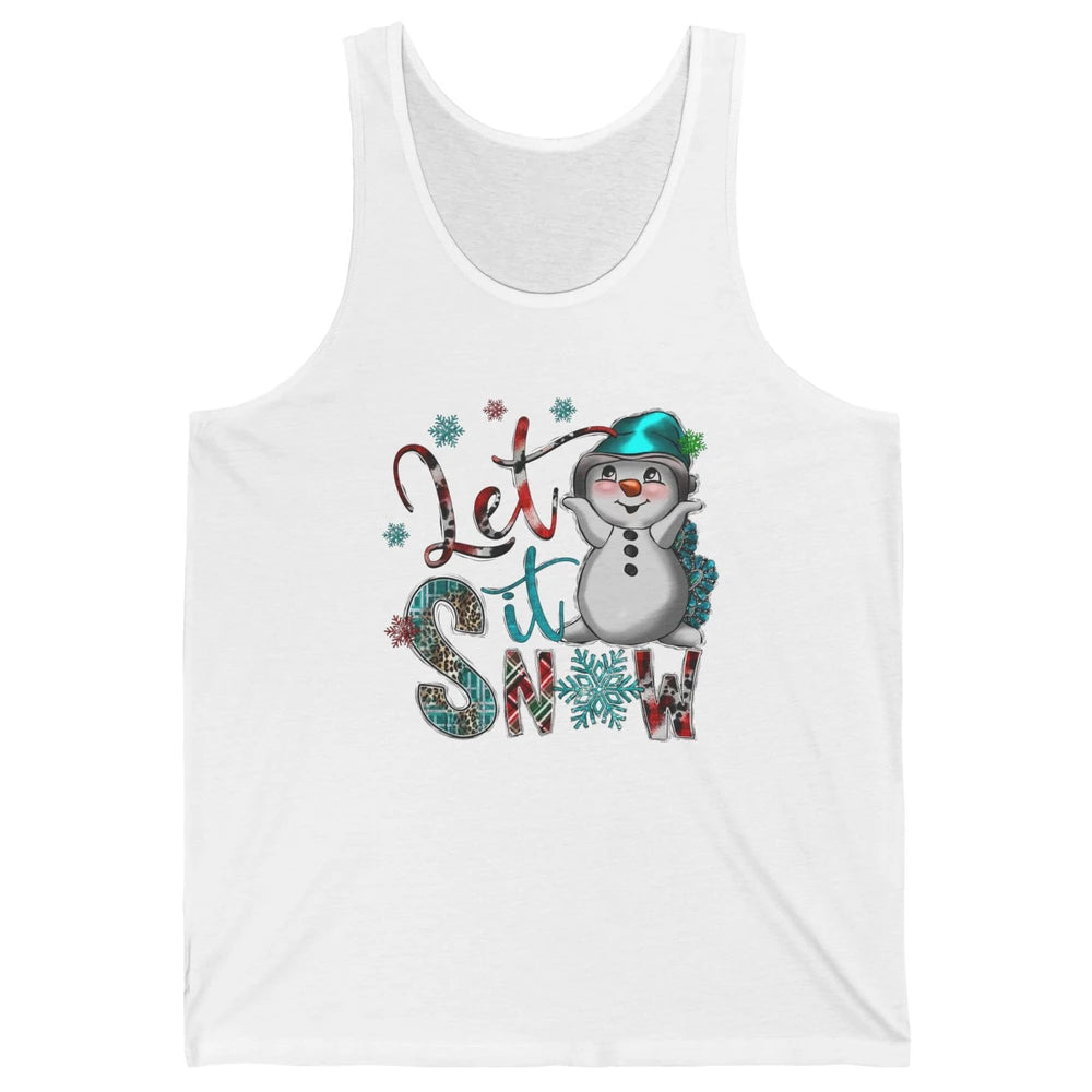 Leopard Snow Man Let It Snow Snowflakes Western Christmas Unisex Jersey Tank