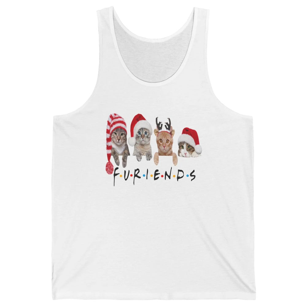 Funny Cat Furiends Merry Christmas Hat Santa Cat Lovers Gift Unisex Jersey Tank