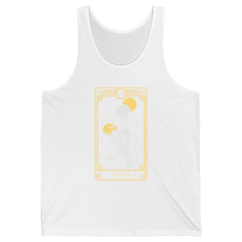 Retro Skeleton Holding Skull Strength Tarot Card Halloween Unisex Jersey Tank