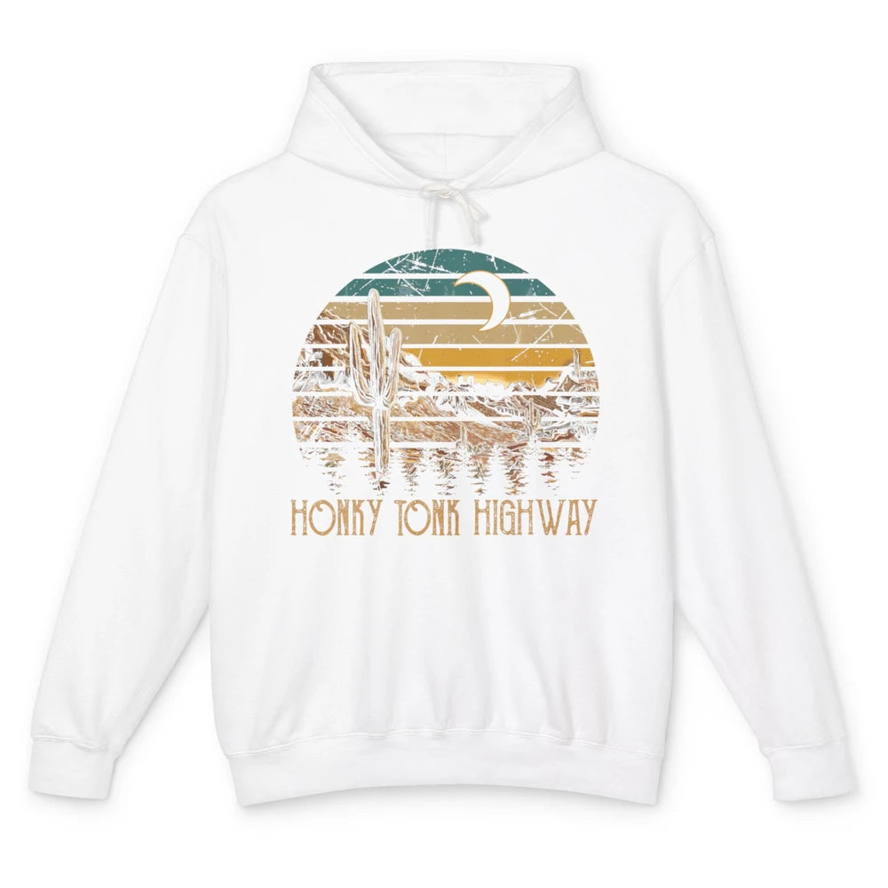 Highway Desert Cactus Desert Western Moon Music Cowboy Rodeo Unisex Lightweight Hoodie